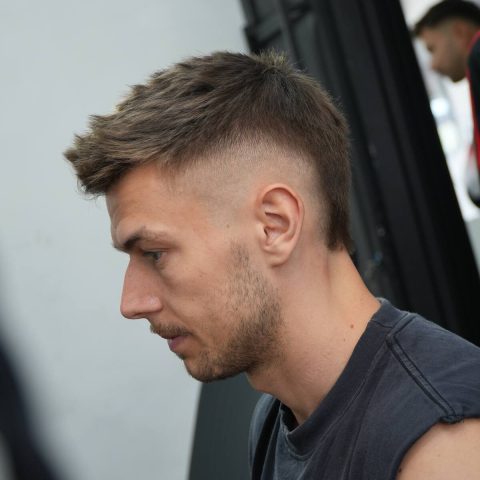 Sharp skin fade finished at the barbershop