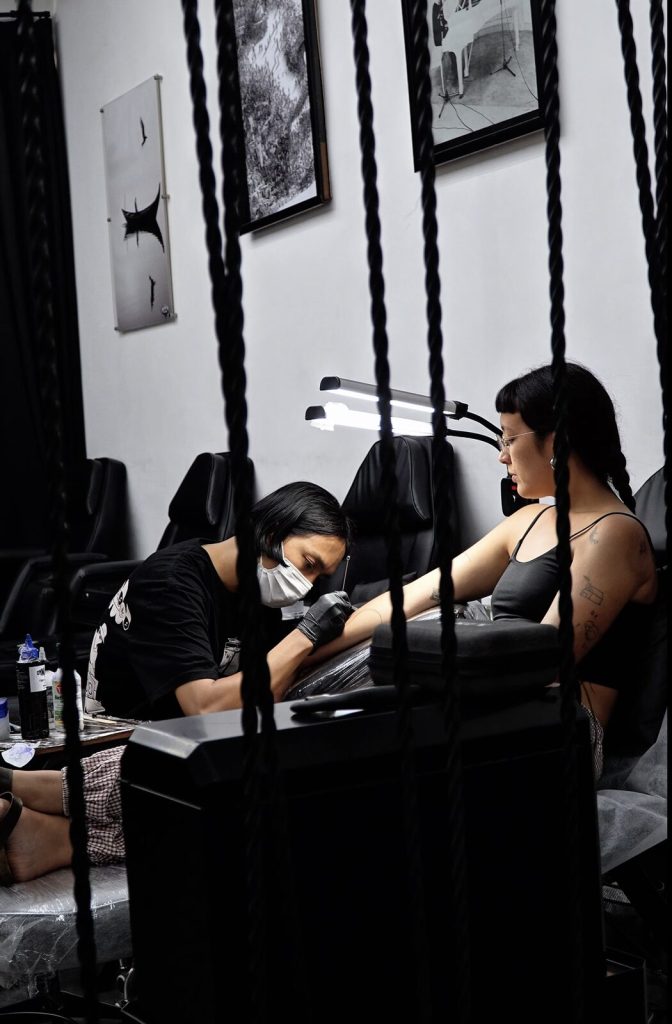 Hand poke tattoo by Sae Collective Studio in Uluwatu, Bali (02)