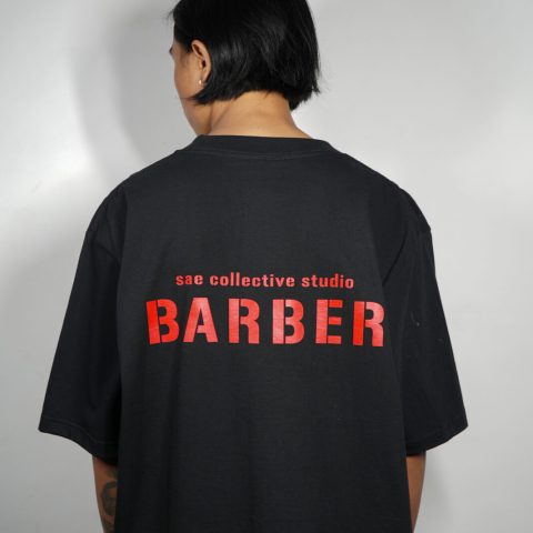 Sae Collective Studio Barber t-shirt with red lettering